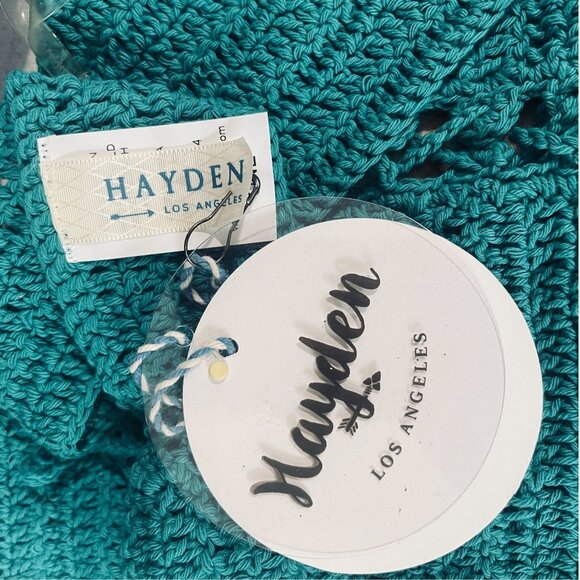 Hayden Los Angeles Crochet Halter Top Teal Festival Boho Summer Y2K NWT One Size - Picture 4 of 10